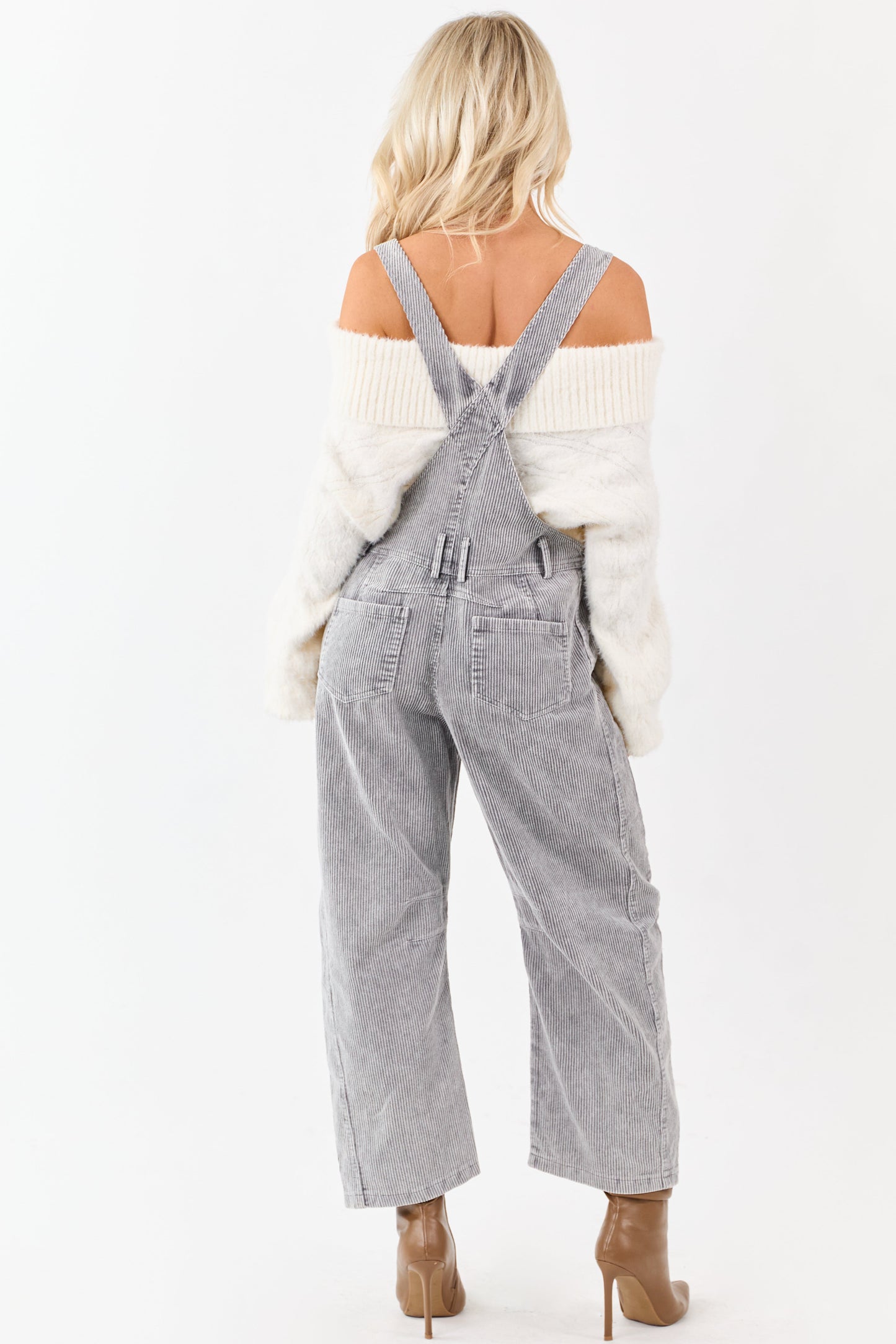 Lovelo Graphite Corduroy Straight Leg Overalls