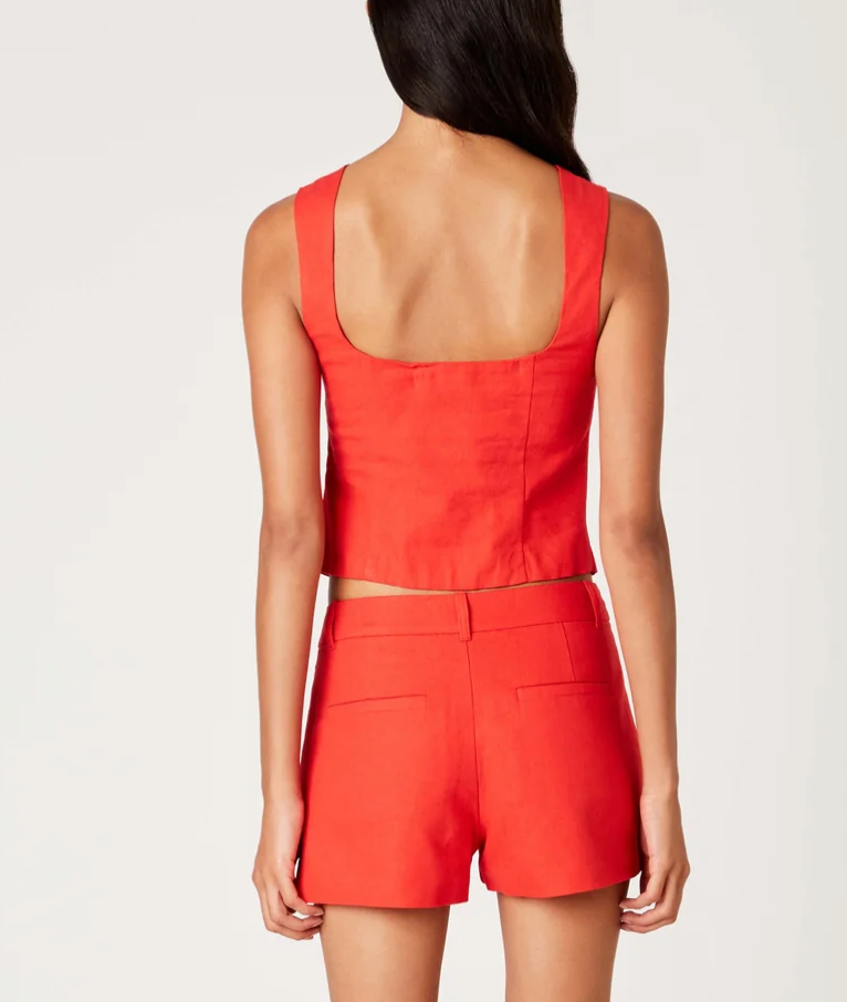 Double Tie Front Square Neck Top