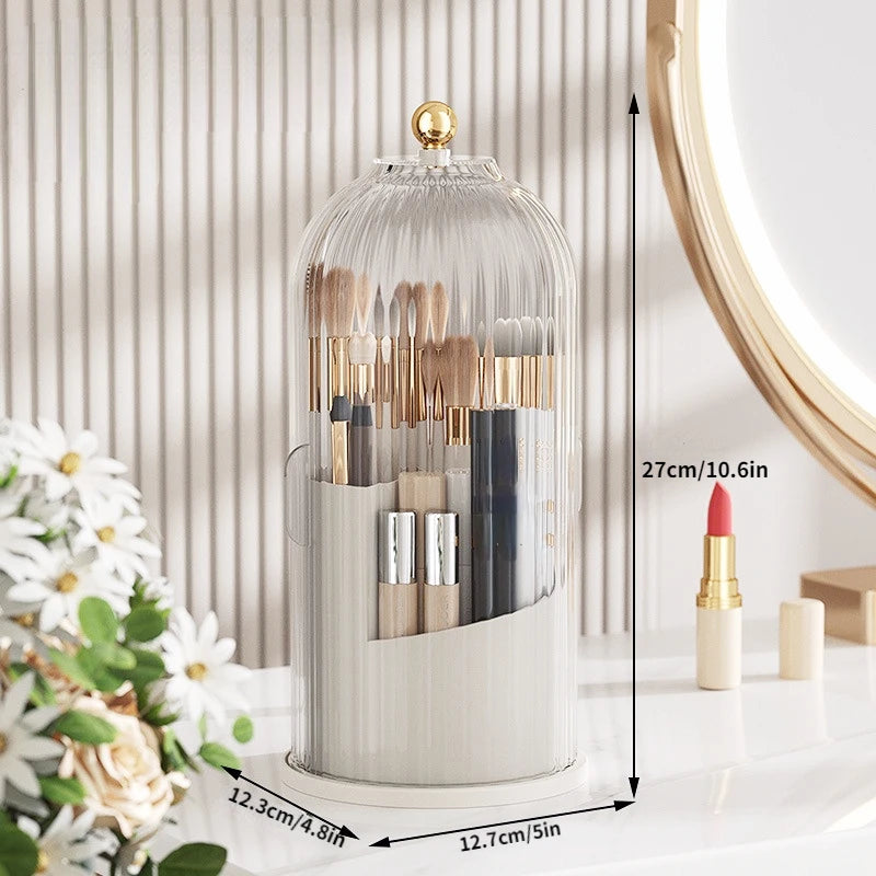 Cosmetic storage box rotary makeup brush