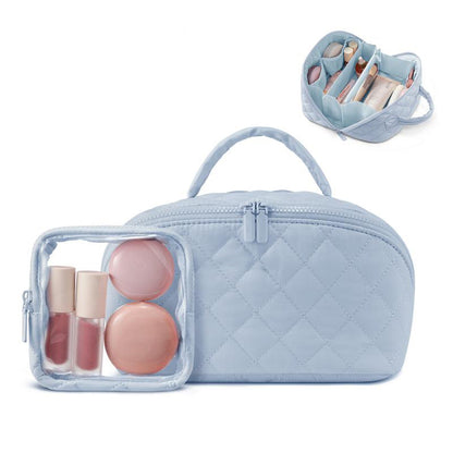 180° Lay-Flat Puffer Makeup Bag