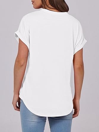 2025 Short Sleeve Henley Tops V Neck Blouses