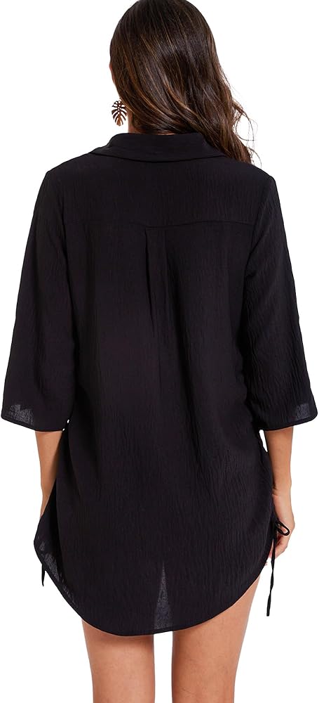 Moss Rose Womens Bathing Suit Cover Ups Bikini Swimsuit Coverup Drawstring Beach Dress Shirt