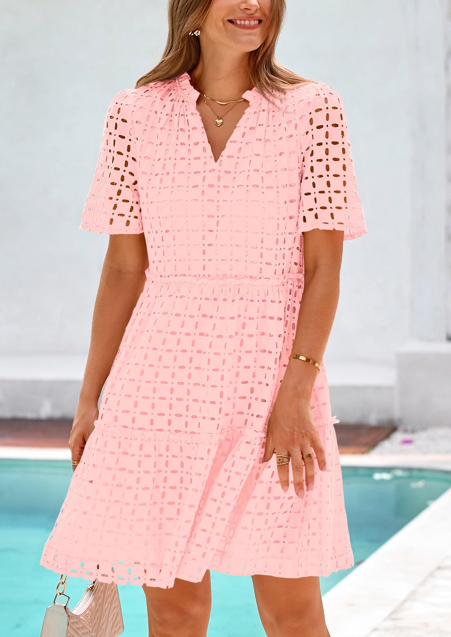 2025 V Neck Hollow Out Summer Dresses