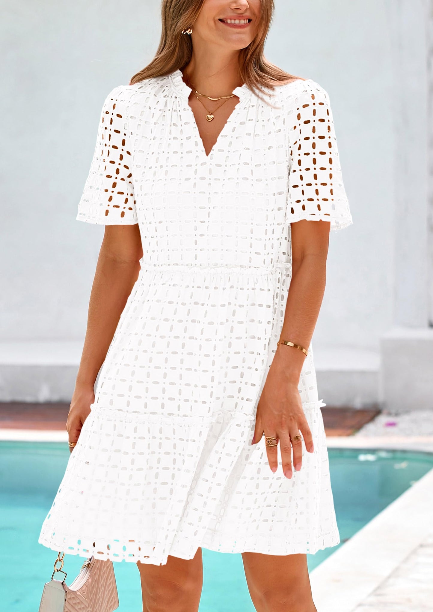 2025 V Neck Hollow Out Summer Dresses