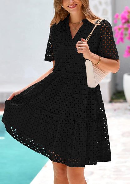 2025 V Neck Hollow Out Summer Dresses