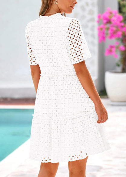 2025 V Neck Hollow Out Summer Dresses