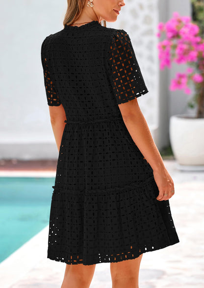 2025 V Neck Hollow Out Summer Dresses