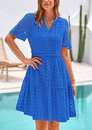 2025 V Neck Hollow Out Summer Dresses