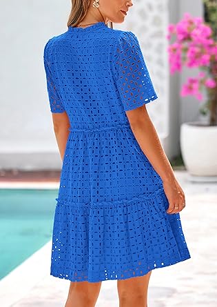 2025 V Neck Hollow Out Summer Dresses