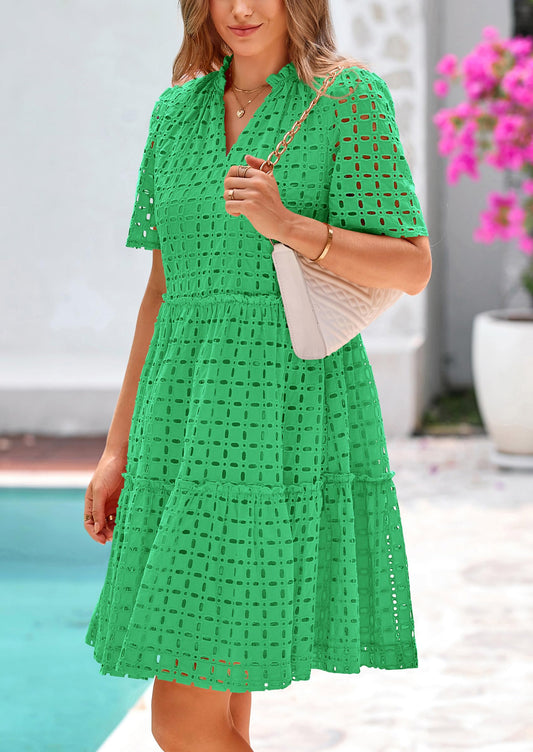 2025 V Neck Hollow Out Summer Dresses