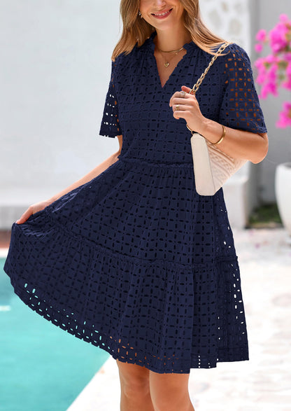 2025 V Neck Hollow Out Summer Dresses