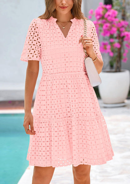 2025 V Neck Hollow Out Summer Dresses