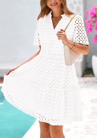 2025 V Neck Hollow Out Summer Dresses