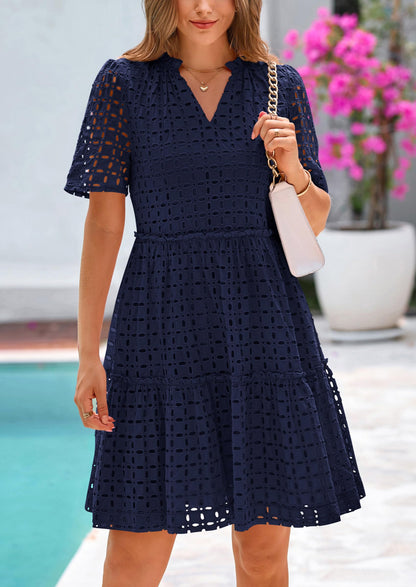 2025 V Neck Hollow Out Summer Dresses