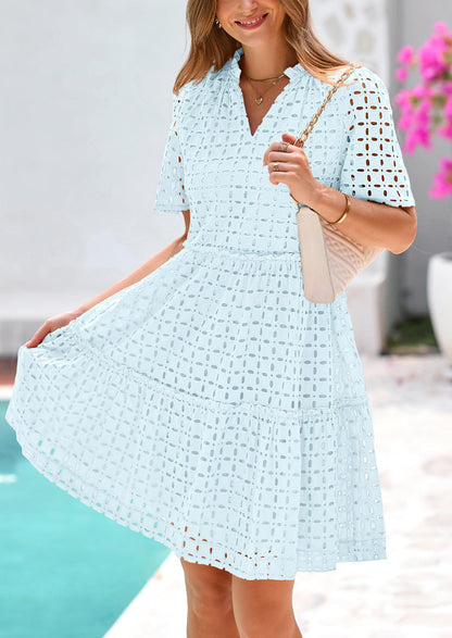 2025 V Neck Hollow Out Summer Dresses