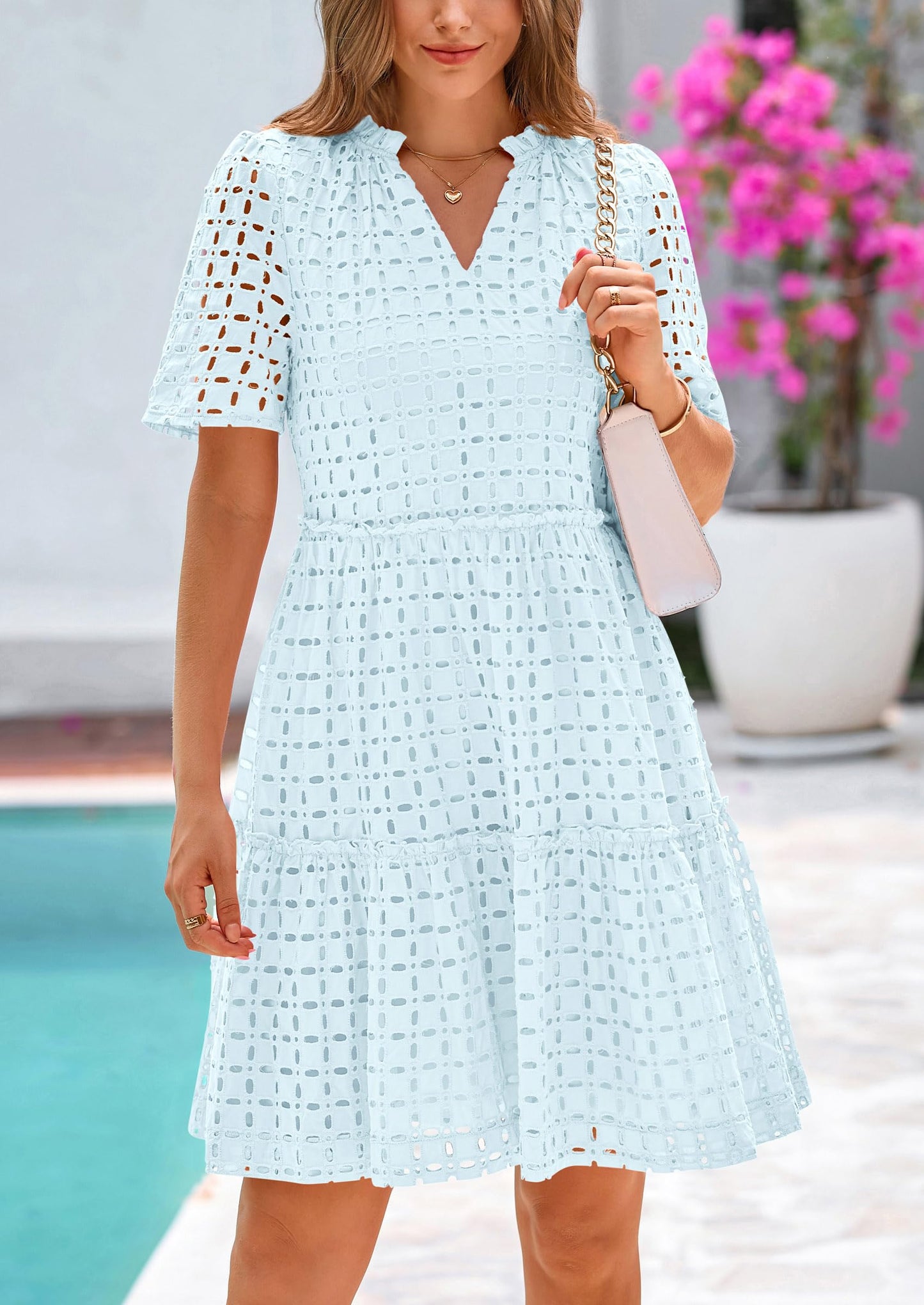 2025 V Neck Hollow Out Summer Dresses