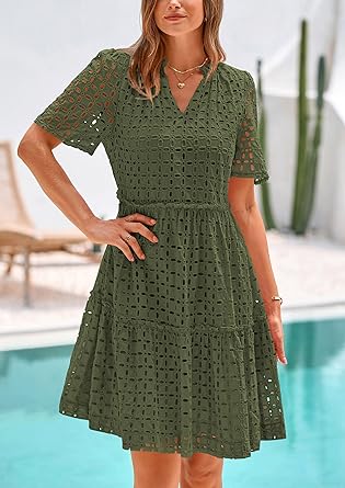 2025 V Neck Hollow Out Summer Dresses