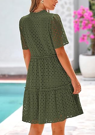 2025 V Neck Hollow Out Summer Dresses