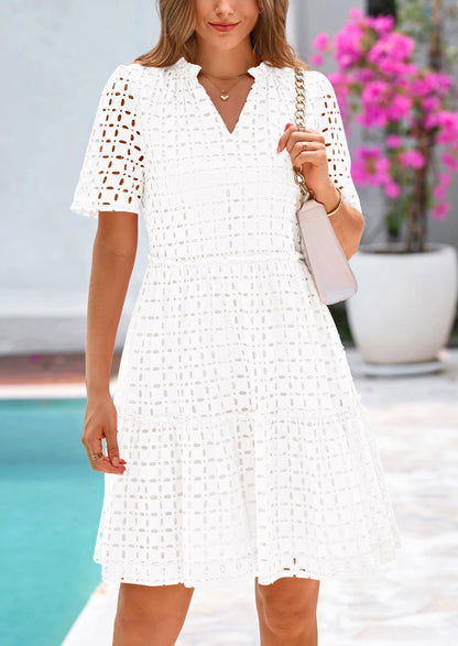 2025 V Neck Hollow Out Summer Dresses