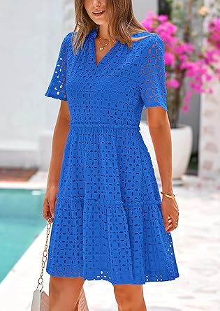 2025 V Neck Hollow Out Summer Dresses