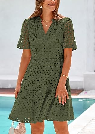 2025 V Neck Hollow Out Summer Dresses