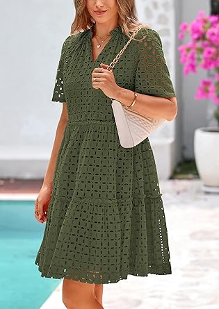 2025 V Neck Hollow Out Summer Dresses
