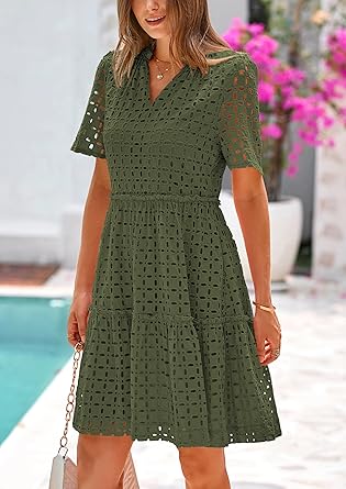 2025 V Neck Hollow Out Summer Dresses