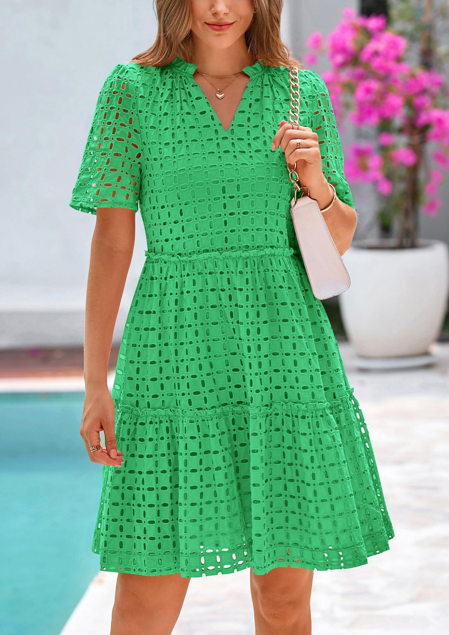 2025 V Neck Hollow Out Summer Dresses