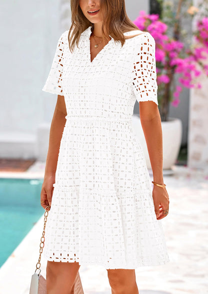 2025 V Neck Hollow Out Summer Dresses