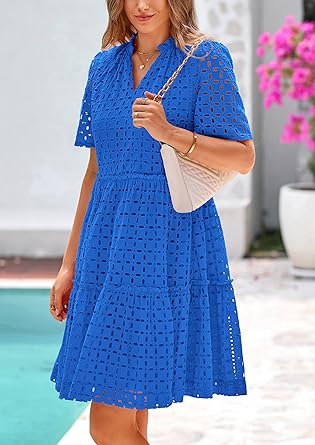 2025 V Neck Hollow Out Summer Dresses