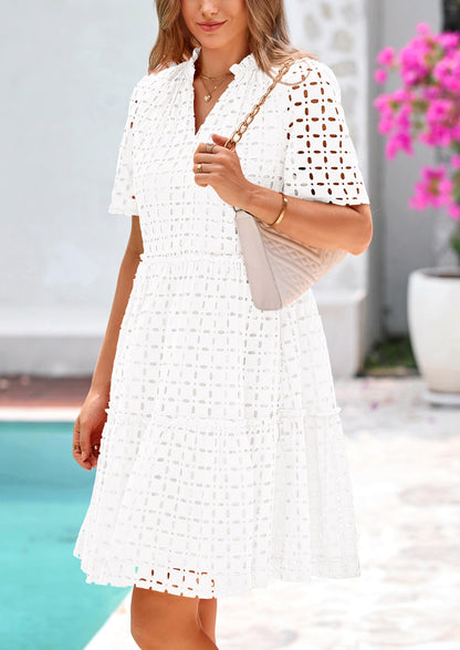 2025 V Neck Hollow Out Summer Dresses