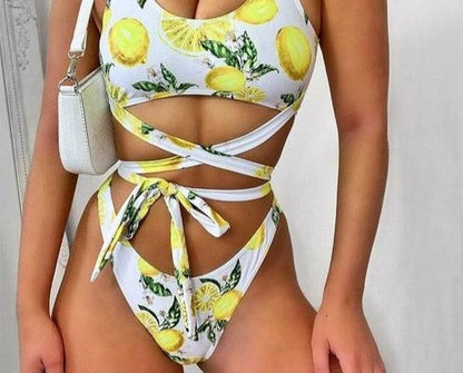 Lemon Halter Tie Bikini
