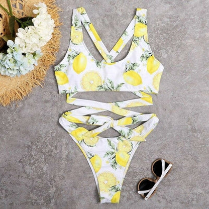 Lemon Halter Tie Bikini