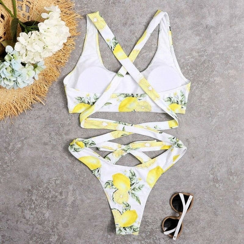 Lemon Halter Tie Bikini