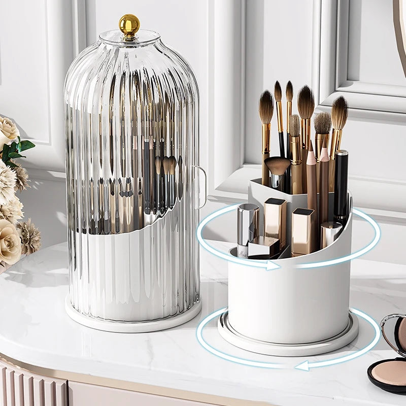 Cosmetic storage box rotary makeup brush