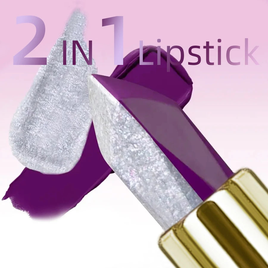 Purple Glitter Two-tone Lipstick Red Rose Moisturizing Lipsticks