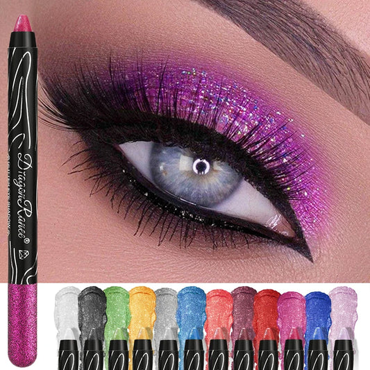 12 Colors Long-lasting Glitter Eyeshadow Pencil