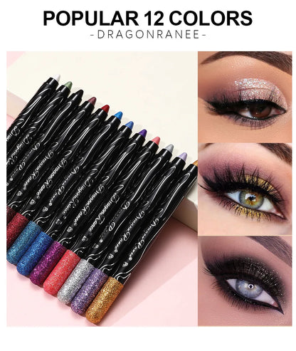 12 Colors Long-lasting Glitter Eyeshadow Pencil