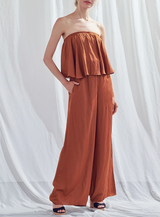 Satin Strapless Jumpsuit