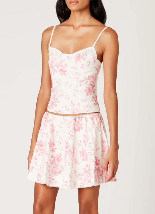 Sleeveless Floral Lace Trim Top