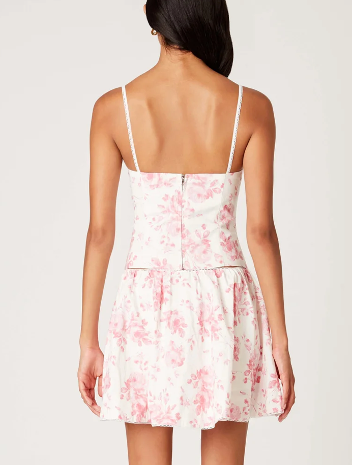 Sleeveless Floral Lace Trim Top