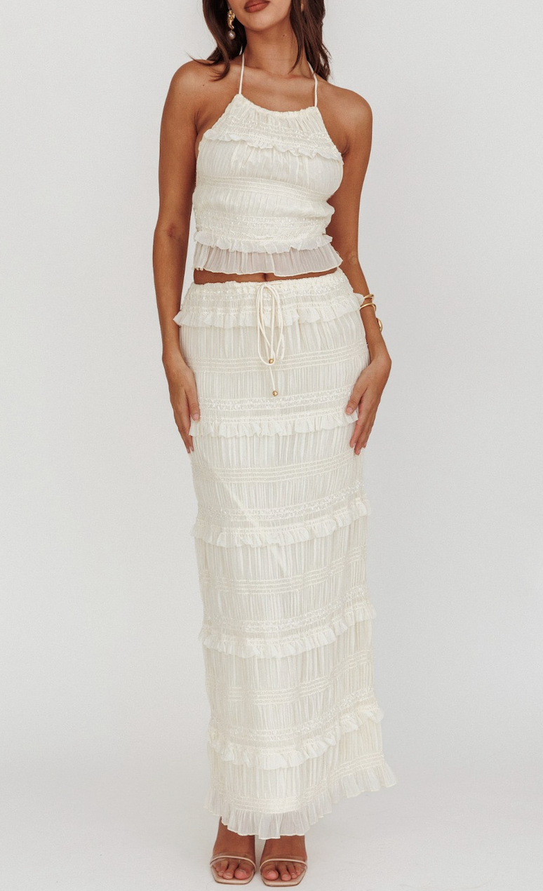 Halter Ruffle Cropped Top