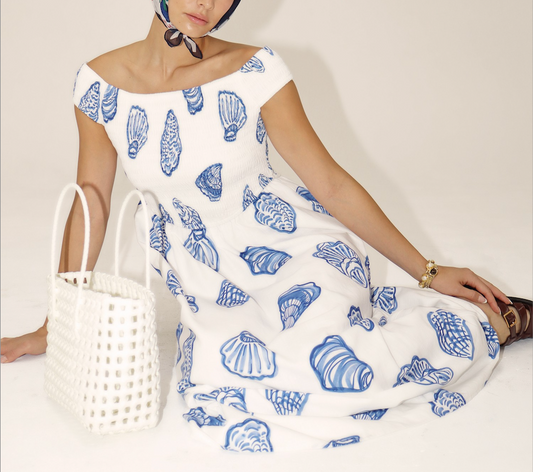Off Shoulder Seashell Maxi Dress
