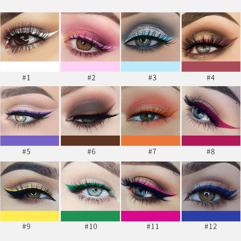 12 Colors Colorful Liquid Eyeliner Pencil