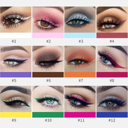 12 Colors Colorful Liquid Eyeliner Pencil