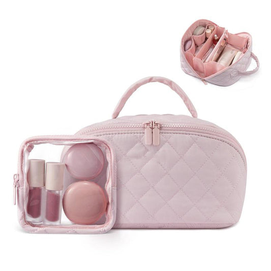 180° Lay-Flat Puffer Makeup Bag