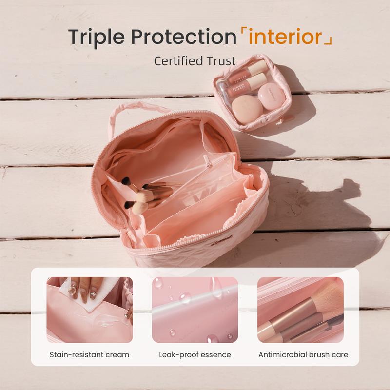 180° Lay-Flat Puffer Makeup Bag