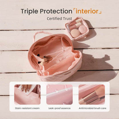 180° Lay-Flat Puffer Makeup Bag