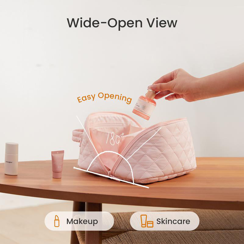 180° Lay-Flat Puffer Makeup Bag