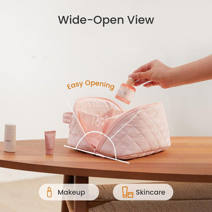 180° Lay-Flat Puffer Makeup Bag